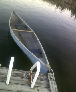 One of two canoes provided at the Georgian Bay rental cottage